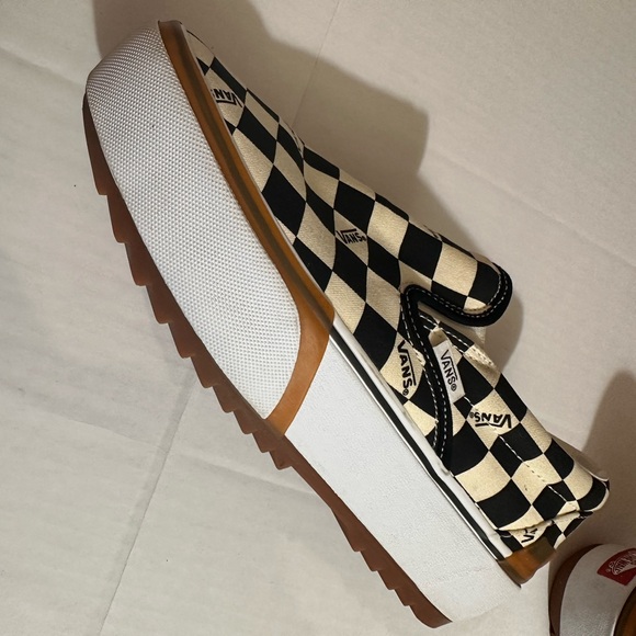 Vans stacked platform checkered board slip on sneaker white black size 10 - Picture 10 of 13